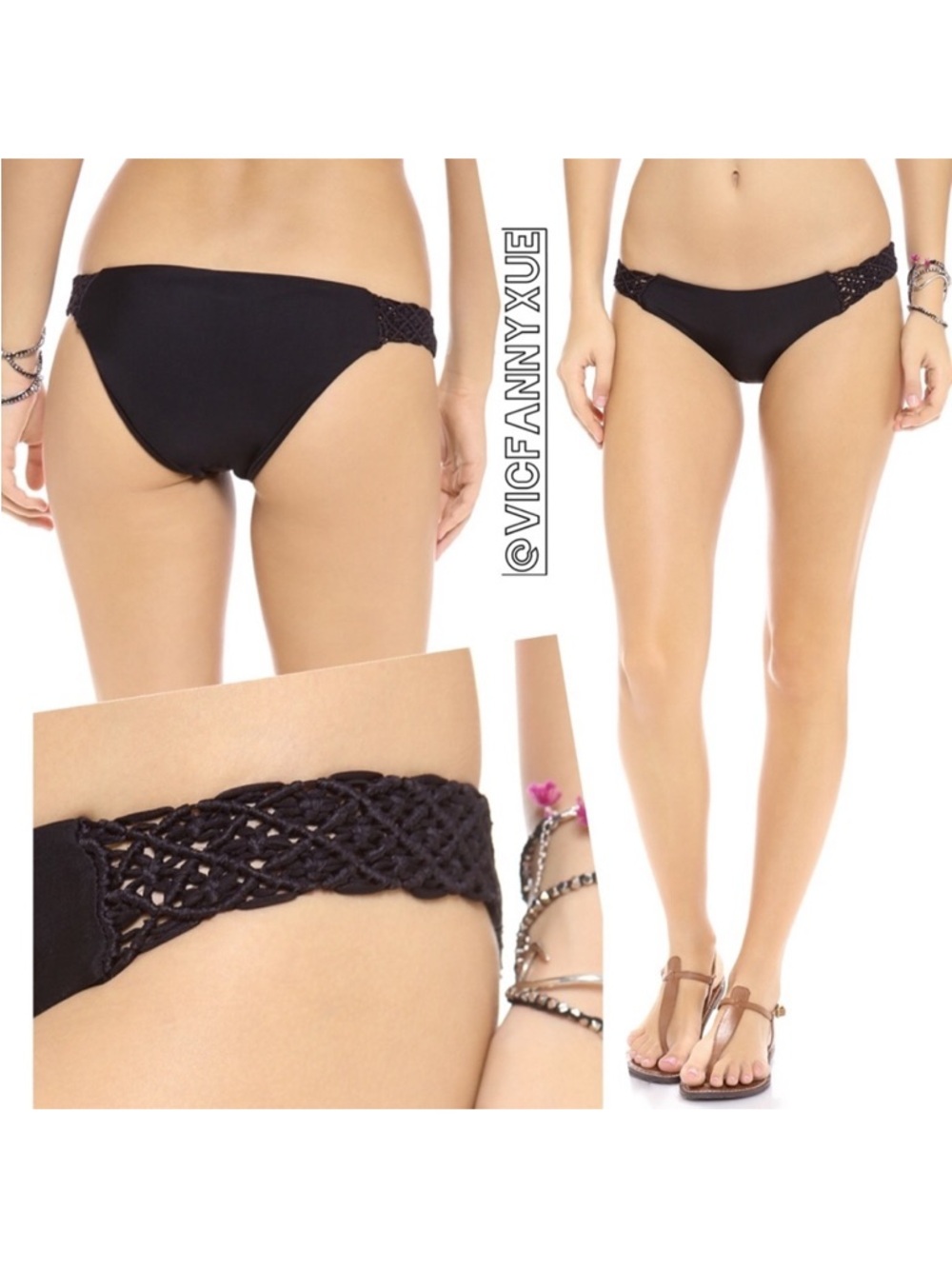 Tori Praver black windward bikini bottom S